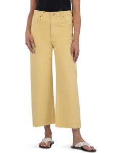 Gwen High-Rise Wide Leg Raw Hem 5 Pockets Zipper Fly